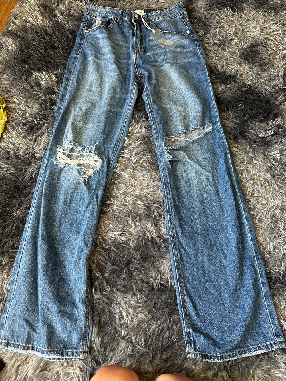 Risen Women’s Distressed Straight-Leg Jeans - Blue